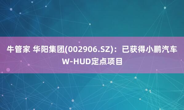 牛管家 华阳集团(002906.SZ)：已获得小鹏汽车W-HUD定点项目