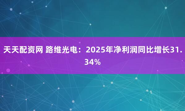 天天配资网 路维光电：2025年净利润同比增长31.34%